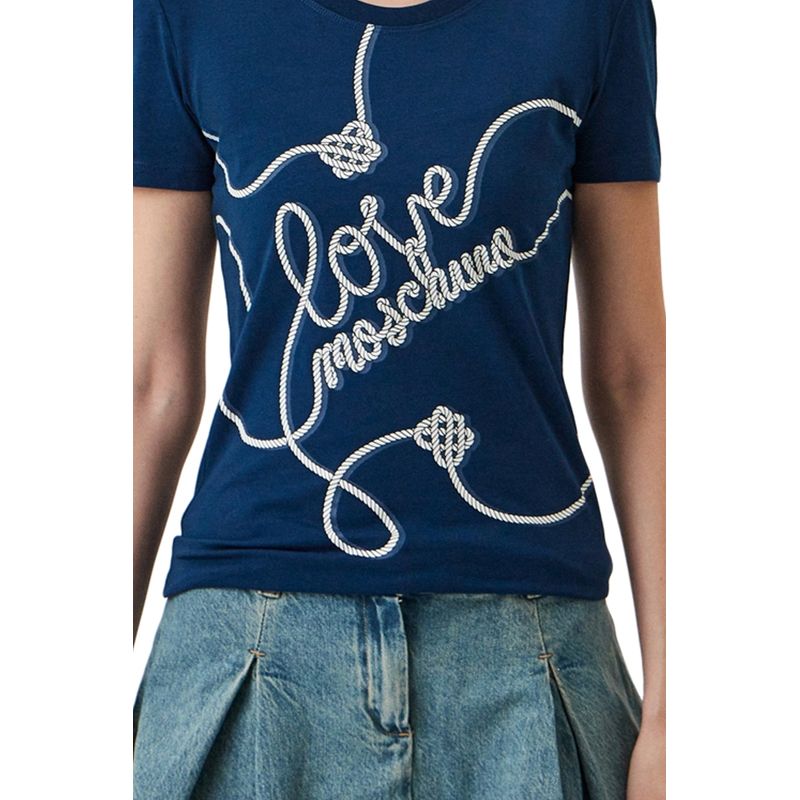 Fashion, accesorii si bijuterii - Femei - Imbracaminte femei - Tricouri si topuri femei - Tricou Dama Love Moschino W4H1939, XS INTL, Albastru - Infinity.ro