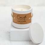 Casa si Gradina - Decoratiuni - Aromaterapie si lumanari - Lumanari si candele - Lumanare handmade din ceara naturala de soia 100%, aroma Coniac si praline, Recipient ceramic alb, 150 g - Infinity.ro
