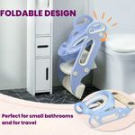 Jucarii, Copii si Bebe - Igiena si ingrijire - Baia bebelusului - Olite si reductoare WC - Reductor Pliabil, Trepte Anti-Derapante, Inaltator pentru WC, Perna Moale Impermeabila, 67.9 x 42.8 x 51.5 cm, Albastru - Infinity.ro