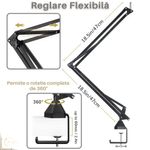 TV, Audio-Video si Foto - Audio profesionale - Stative - Stativ Microfon Profesional cu Filtru Pop, Tonor T30, Reglabil 360°, Filet 3/8''-5/8'', Sustine 2kg, Metal, Negru - Infinity.ro