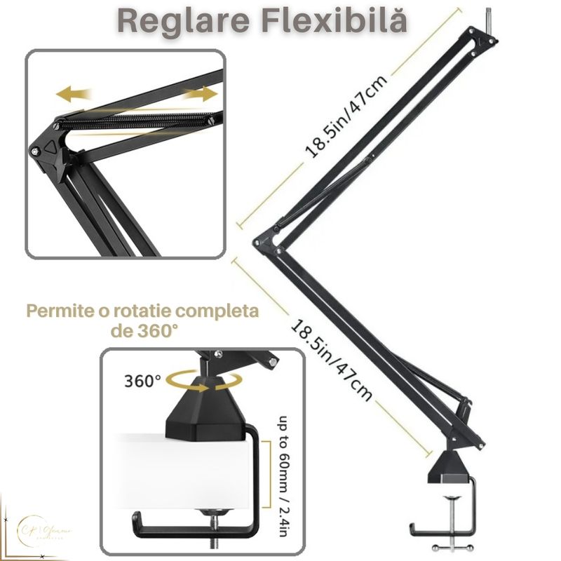 TV, Audio-Video si Foto - Audio profesionale - Stative - Stativ Microfon Profesional cu Filtru Pop, Tonor T30, Reglabil 360°, Filet 3/8''-5/8'', Sustine 2kg, Metal, Negru - Infinity.ro