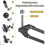 TV, Audio-Video si Foto - Audio profesionale - Stative - Stativ Microfon Profesional cu Filtru Pop, Tonor T30, Reglabil 360°, Filet 3/8''-5/8'', Sustine 2kg, Metal, Negru - Infinity.ro