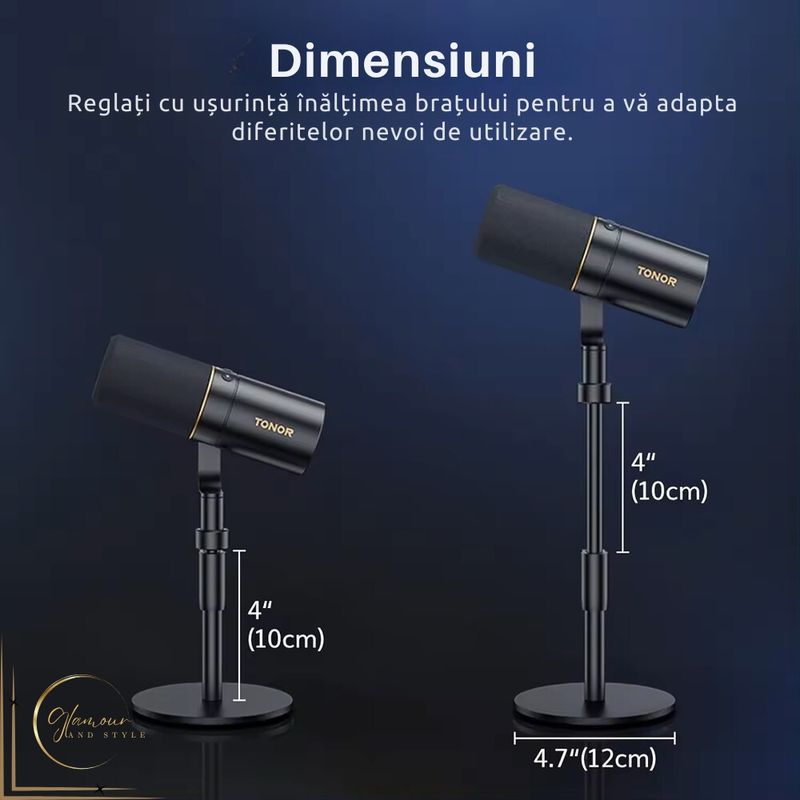 TV, Audio-Video si Foto - Audio profesionale - Stative - Stand Profesional pentru microfon de birou, CR-G® SP1, Telescopic, Baza stabila, Otel, Abs, Inaltime 21 cm, Negru - Infinity.ro