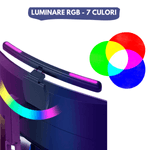 Casa si Gradina - Corpuri si surse de iluminat - Veioze si lampi - Veioze - Lampa LED pentru monitor curbat, lumina RGB Gaming, protectie a ochilor, Reglabila cu 7 culori, touch control, 40 CM - Infinity.ro