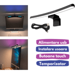 Casa si Gradina - Corpuri si surse de iluminat - Veioze si lampi - Veioze - Lampa LED pentru monitor curbat, lumina RGB Gaming, protectie a ochilor, Reglabila cu 7 culori, touch control, 40 CM - Infinity.ro