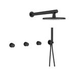 Casa si Gradina - Sanitare - Lavoar baie si accesorii - Baterii sanitare - Set de dus incastrata, baterie incastrata, para fixa rotunda, dubla comanda, negru - Infinity.ro