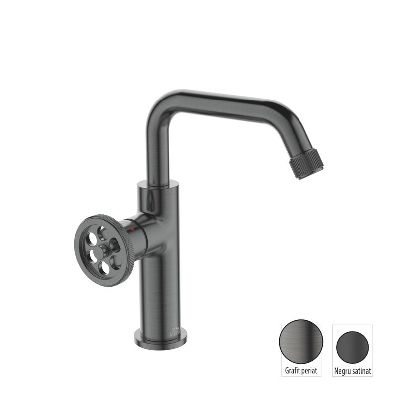 Casa si Gradina - Sanitare - Lavoar baie si accesorii - Baterii sanitare - Baterie lavoar inalta cu pipa mobila Laveo MURO, grafit periat - Infinity.ro