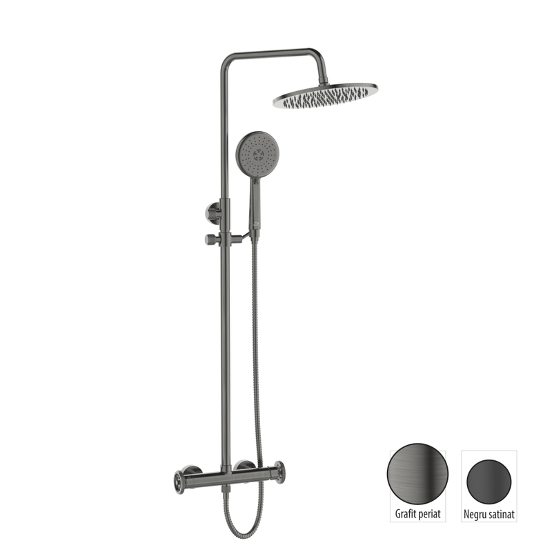 Casa si Gradina - Sanitare - Cazi si cabine de dus - Coloane si seturi de dus - Coloana de dus cu baterie Laveo MURO, grafit periat - Infinity.ro