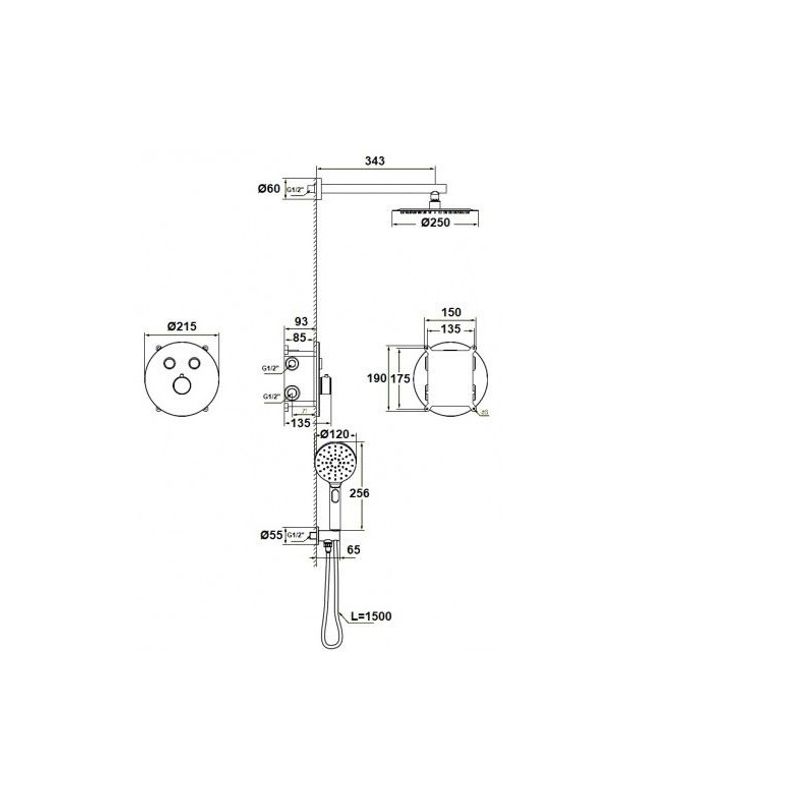 Casa si Gradina - Sanitare - Lavoar baie si accesorii - Baterii sanitare - Baterie termostatica incastrata pentru dus, negru - Infinity.ro