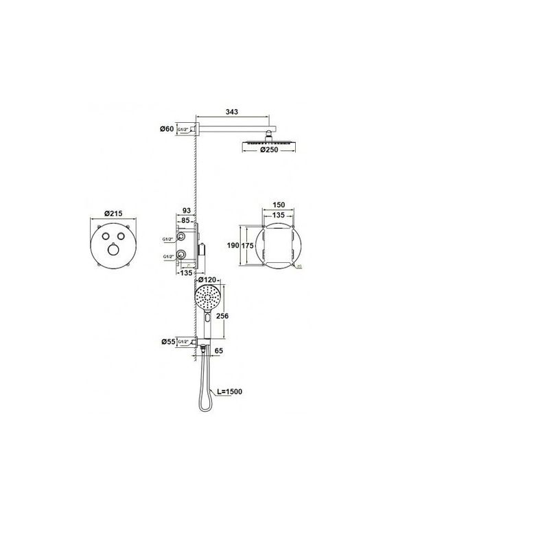 Casa si Gradina - Sanitare - Lavoar baie si accesorii - Baterii sanitare - Baterie termoastatica incastrata pentru dus - Infinity.ro