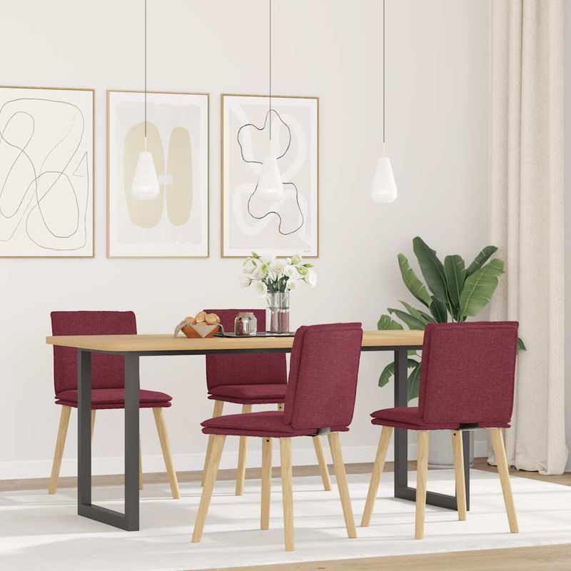 Casa si Gradina - Mobilier - Scaune si fotolii - Scaune - Scaune de bucatarie, 4 buc., rosu vin, material  textil - Infinity.ro