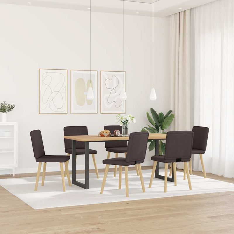 Casa si Gradina - Mobilier - Scaune si fotolii - Scaune - Scaune de bucatarie, 6 buc., maro inchis, material textil - Infinity.ro