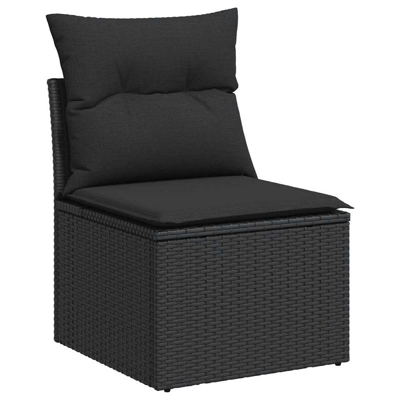 Casa si Gradina - Gradina si terasa - Mobilier exterior - Seturi mobila gradina - Set canapele gradina perne 7 piese negru, poliratan/lemn acacia - Infinity.ro