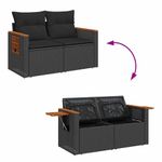 Casa si Gradina - Gradina si terasa - Mobilier exterior - Seturi mobila gradina - Set canapele gradina perne 7 piese negru, poliratan/lemn acacia - Infinity.ro