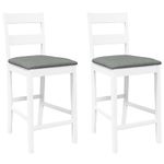 Casa si Gradina - Mobilier - Scaune si fotolii - Scaune - Scaune de bar cu perne 2 buc din cauciuc din lemn masiv alb - Infinity.ro
