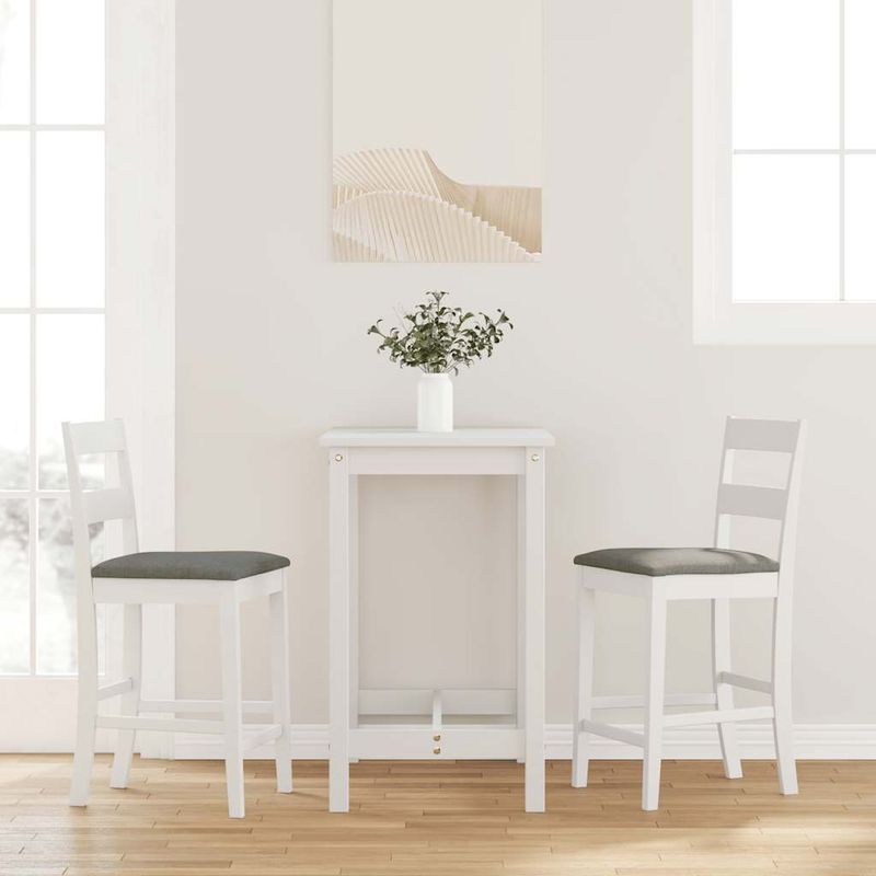 Casa si Gradina - Mobilier - Scaune si fotolii - Scaune - Scaune de bar cu perne 2 buc din cauciuc din lemn masiv alb - Infinity.ro
