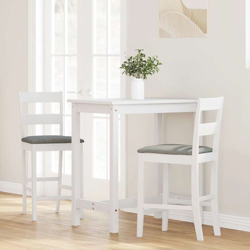 Casa si Gradina - Mobilier - Scaune si fotolii - Scaune - Scaune de bar cu perne 2 buc din cauciuc din lemn masiv alb - Infinity.ro