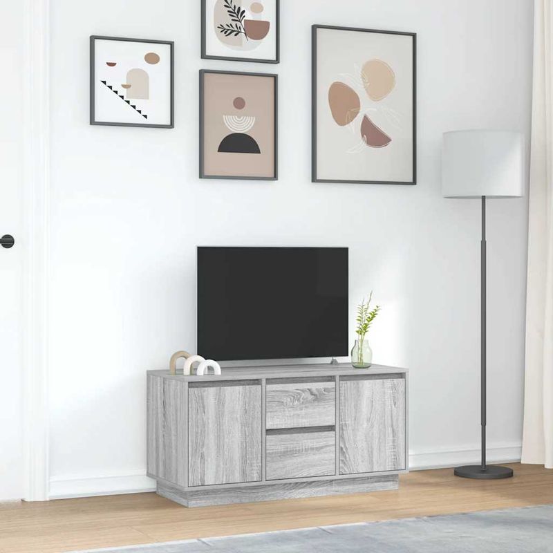 Casa si Gradina - Mobilier - Comode si corpuri - Comode - Comoda TV cu lumini LED, gri sonoma, 100x41x50 cm - Infinity.ro