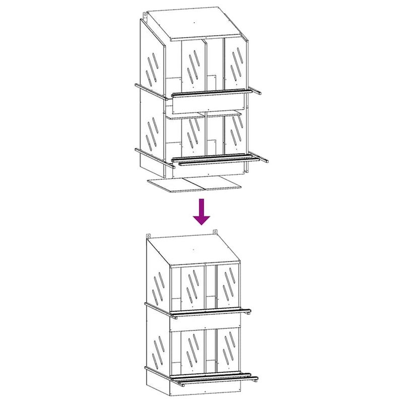 Petshop - Accesorii petshop - Culcusuri si custi - Custi interior si exterior - Cuiba pentru pui cu 4 compartimente, metal verde masline, mărime 54x79x109,5 cm - Infinity.ro