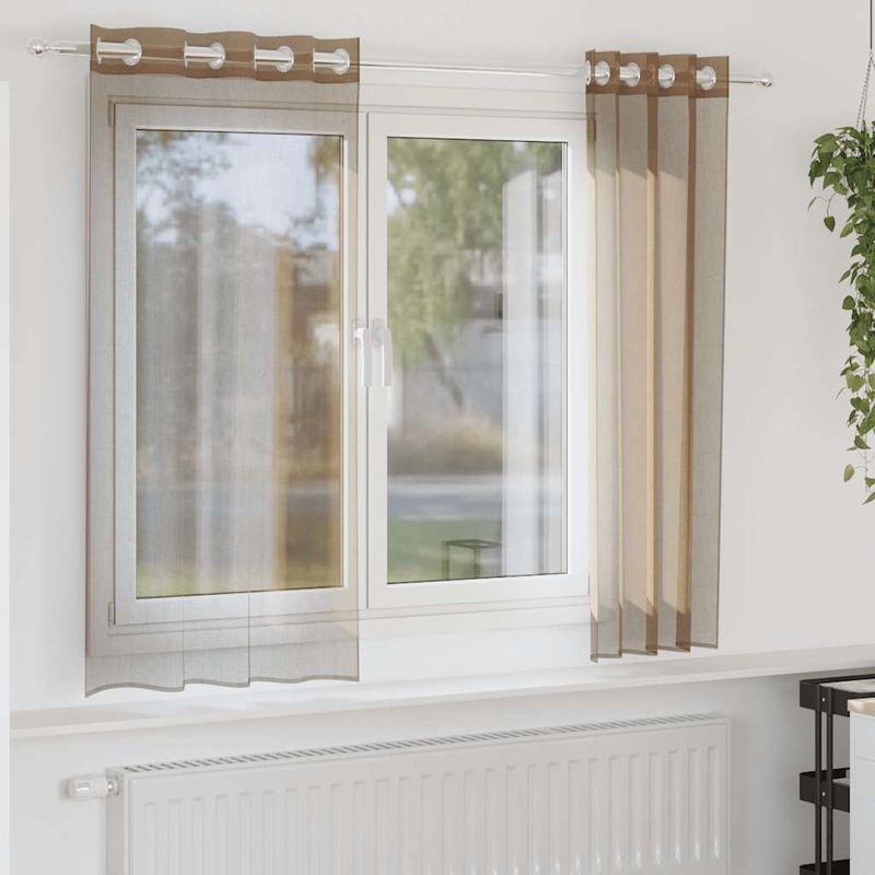 Casa si Gradina - Textile si covoare - Perdele si draperii - Perdele - Perdele Voile cu Oeje 2 buc Maro Deschis, mărime 140x140 cm - Infinity.ro