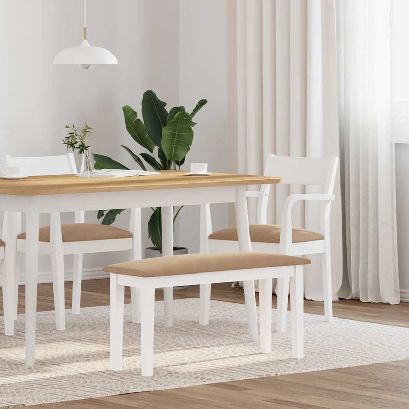 Casa si Gradina - Mobilier - Canapele si coltare - Banchete - Banca 90 cm din lemn masiv alb și maro cauciuc - Infinity.ro