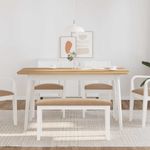 Casa si Gradina - Mobilier - Canapele si coltare - Banchete - Banca 90 cm din lemn masiv alb și maro cauciuc - Infinity.ro