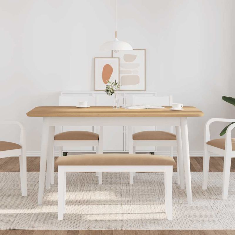 Casa si Gradina - Mobilier - Canapele si coltare - Banchete - Banca 90 cm din lemn masiv alb și maro cauciuc - Infinity.ro