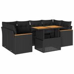Casa si Gradina - Gradina si terasa - Mobilier exterior - Seturi mobila gradina - Set mobilier gradina perne 6 piese negru poliratan/lemn acacia - Infinity.ro