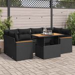 Casa si Gradina - Gradina si terasa - Mobilier exterior - Seturi mobila gradina - Set mobilier gradina perne 6 piese negru poliratan/lemn acacia - Infinity.ro