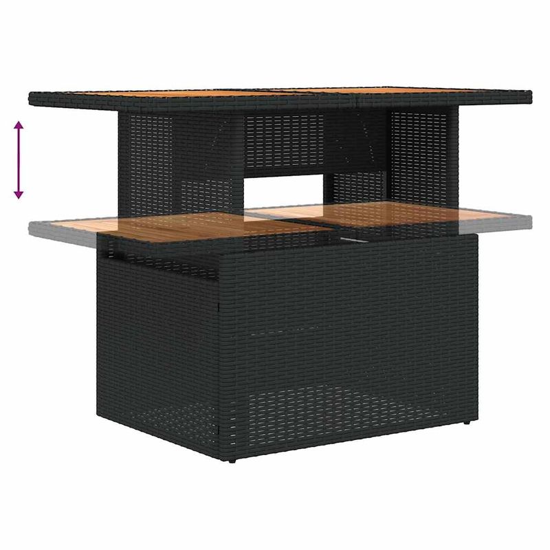 Casa si Gradina - Gradina si terasa - Mobilier exterior - Seturi mobila gradina - Set mobilier gradina perne 6 piese negru poliratan/lemn acacia - Infinity.ro