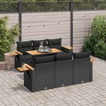 Casa si Gradina - Gradina si terasa - Mobilier exterior - Seturi mobila gradina - Set canapele gradina perne 7 piese negru, poliratan/lemn acacia - Infinity.ro