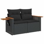 Casa si Gradina - Gradina si terasa - Mobilier exterior - Seturi mobila gradina - Set canapele gradina perne 7 piese negru, poliratan/lemn acacia - Infinity.ro