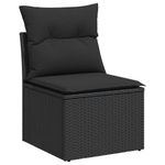 Casa si Gradina - Gradina si terasa - Mobilier exterior - Seturi mobila gradina - Set canapele gradina perne 7 piese negru, poliratan/lemn acacia - Infinity.ro