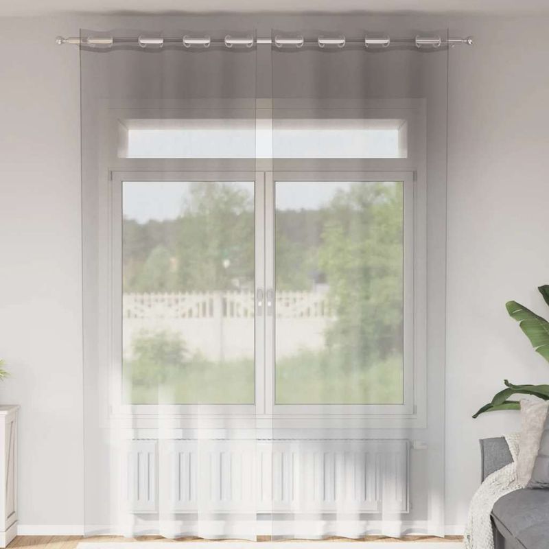 Casa si Gradina - Textile si covoare - Perdele si draperii - Perdele - Perdele Voile cu Oelii 2 buc Gri deschis 140x300 cm - Infinity.ro