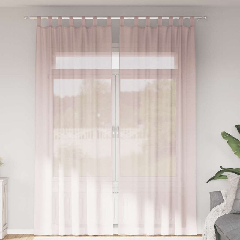 Casa si Gradina - Textile si covoare - Perdele si draperii - Perdele - Perdele Voile cu buzunare pentru bare 2 buc Roz deschis - Infinity.ro
