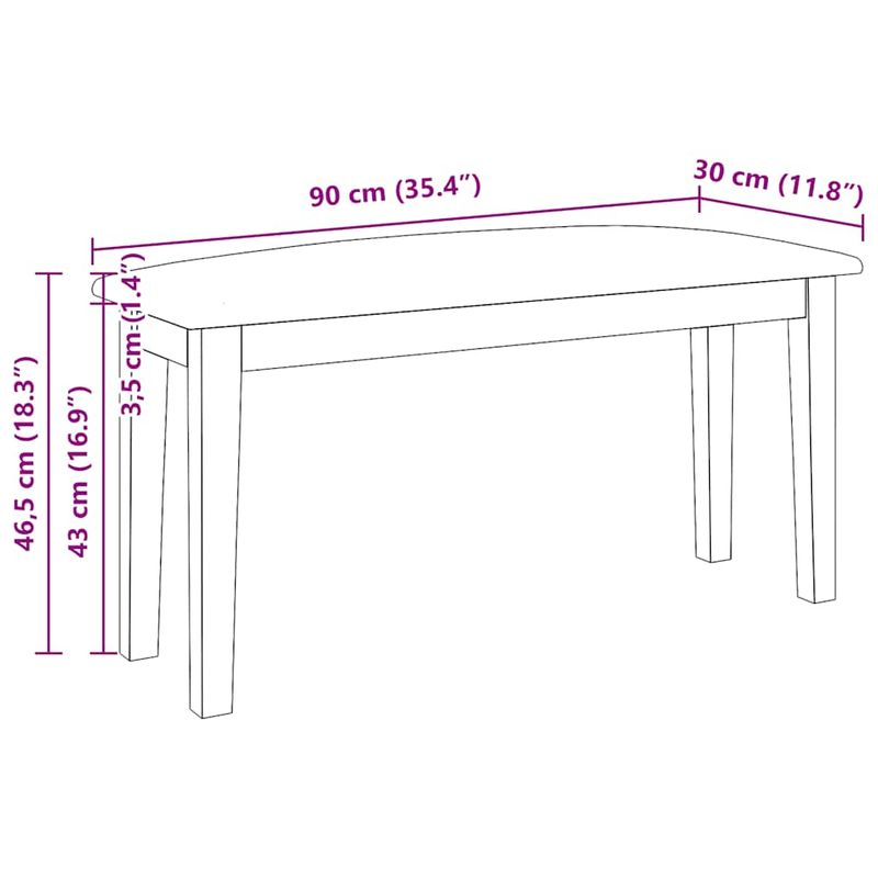 Casa si Gradina - Mobilier - Canapele si coltare - Banchete - Banca 90 cm maro din lemn masiv cauciuc, maro și deschis - Infinity.ro
