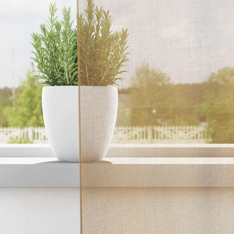 Casa si Gradina - Textile si covoare - Perdele si draperii - Perdele - Perdele Voile cu Oelii 2 buc nisip, mărime 140x140 cm - Infinity.ro