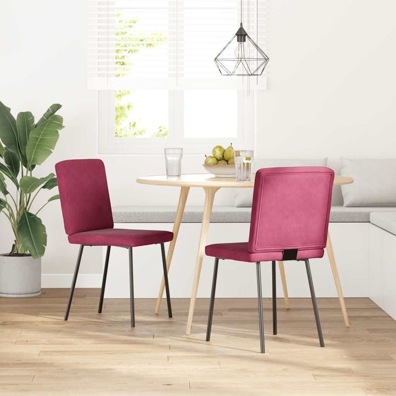 Casa si Gradina - Mobilier - Scaune si fotolii - Scaune - Scaune de bucatarie, 2 buc., rosu vin, catifea - Infinity.ro