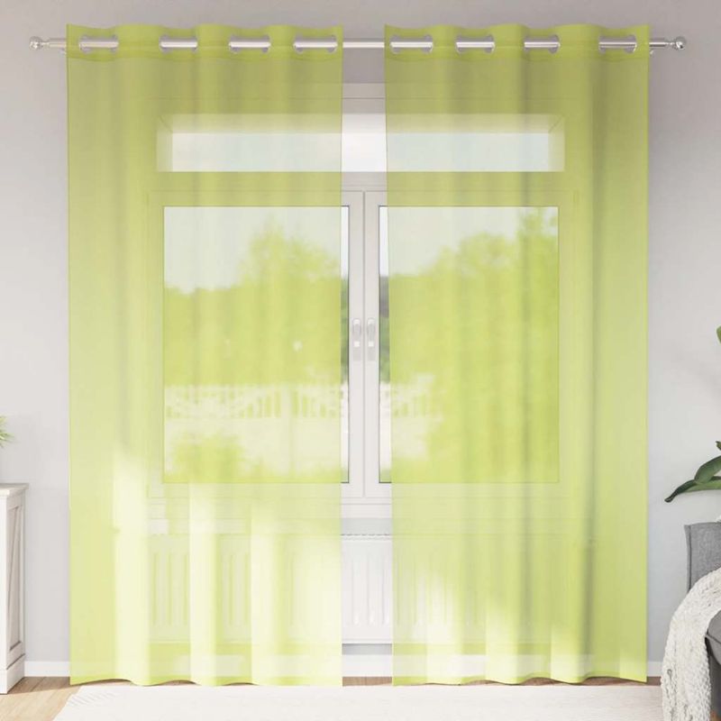 Casa si Gradina - Textile si covoare - Perdele si draperii - Perdele - Perdele Voile cu Oelii 2 buc Verde mar 140x225 cm - Infinity.ro