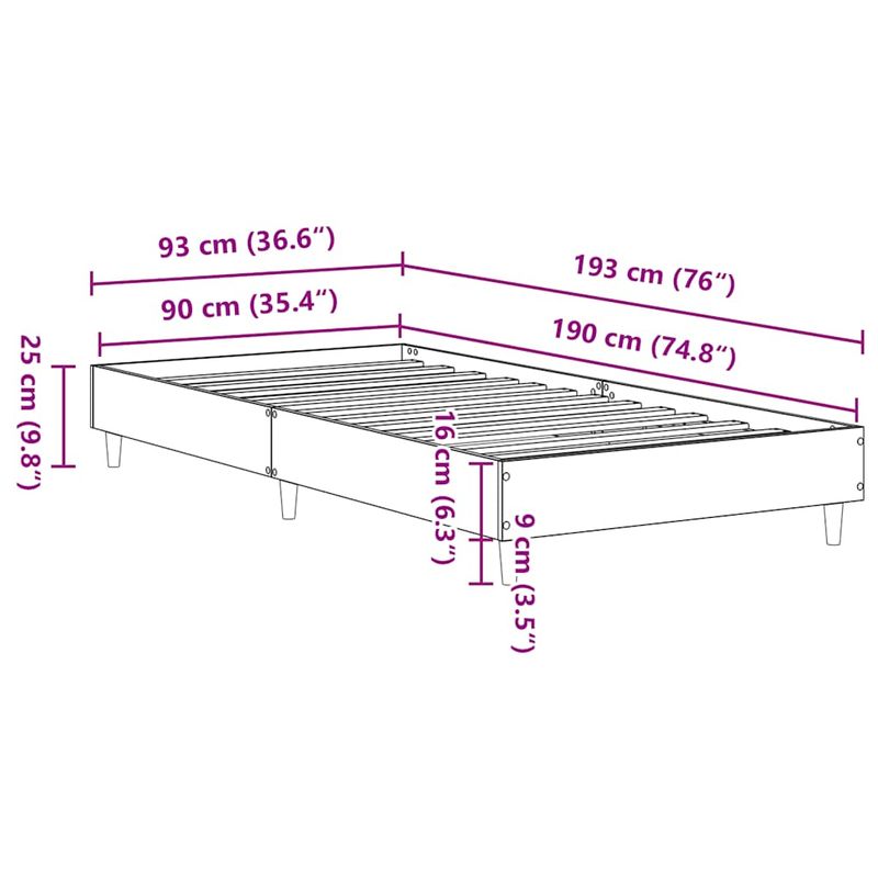 Casa si Gradina - Mobilier - Paturi si accesorii - Paturi - Cadru de pat fara saltea Gri Sonoma 90x190 cm Lemn prelucrat - Infinity.ro