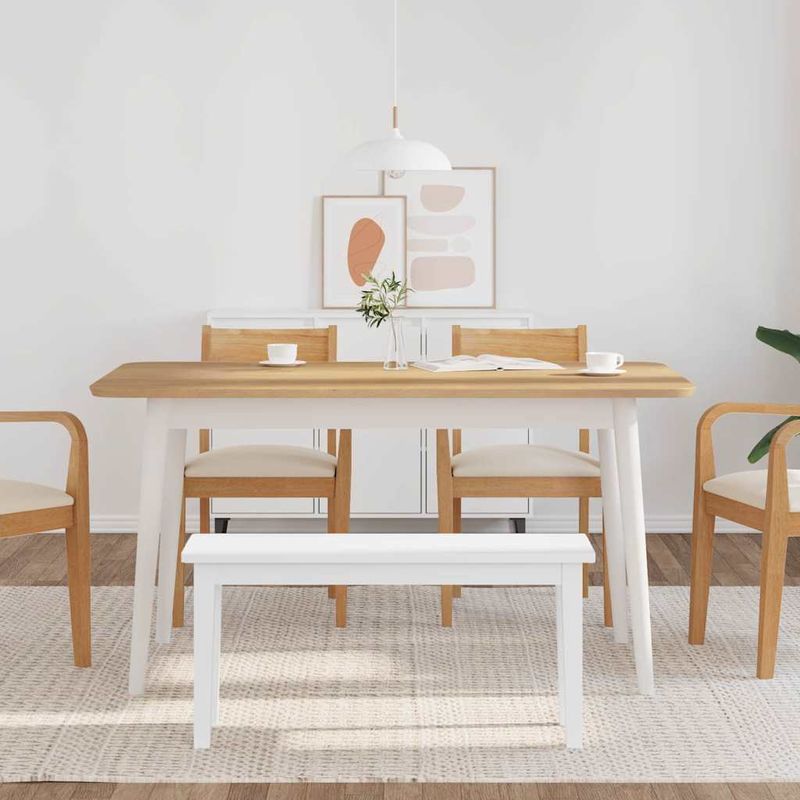 Casa si Gradina - Mobilier - Canapele si coltare - Banchete - Banca 90 cm din lemn masiv alb cauciuc - Infinity.ro
