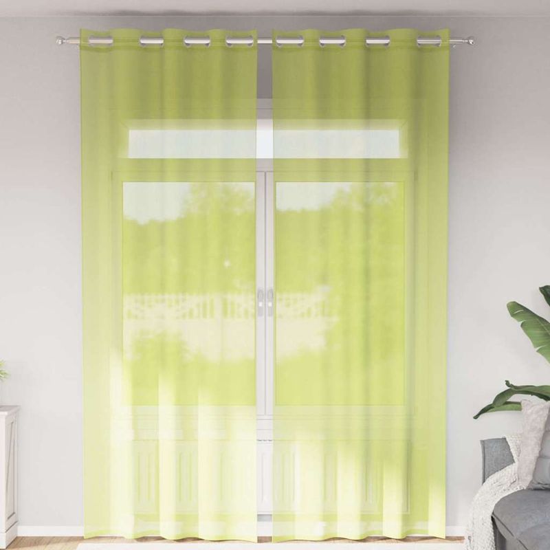 Casa si Gradina - Textile si covoare - Perdele si draperii - Perdele - Perdele Voile cu Oelii 2 buc Verde mar 140x260 cm - Infinity.ro