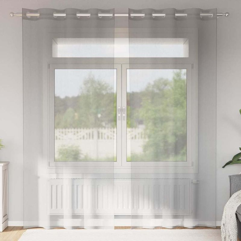 Casa si Gradina - Textile si covoare - Perdele si draperii - Perdele - Perdele Voile cu Oelii 2 buc Gri deschis 140x245 cm - Infinity.ro
