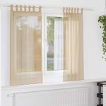 Casa si Gradina - Textile si covoare - Perdele si draperii - Perdele - Perdele Voile cu buzunare pentru bare 2 buc nisip, mărime 140x140 cm - Infinity.ro