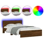 Casa si Gradina - Mobilier - Paturi si accesorii - Paturi - Cadru de pat cu tablie si LED, stejar maro, 140x200 cm - Infinity.ro