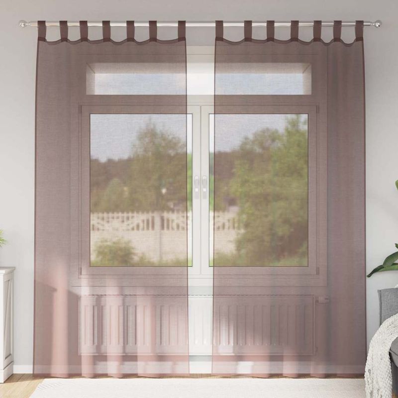 Casa si Gradina - Textile si covoare - Perdele si draperii - Perdele - Perdele Voile cu buzunare pentru bare 2 buc Maro, mărime 140x225 cm - Infinity.ro