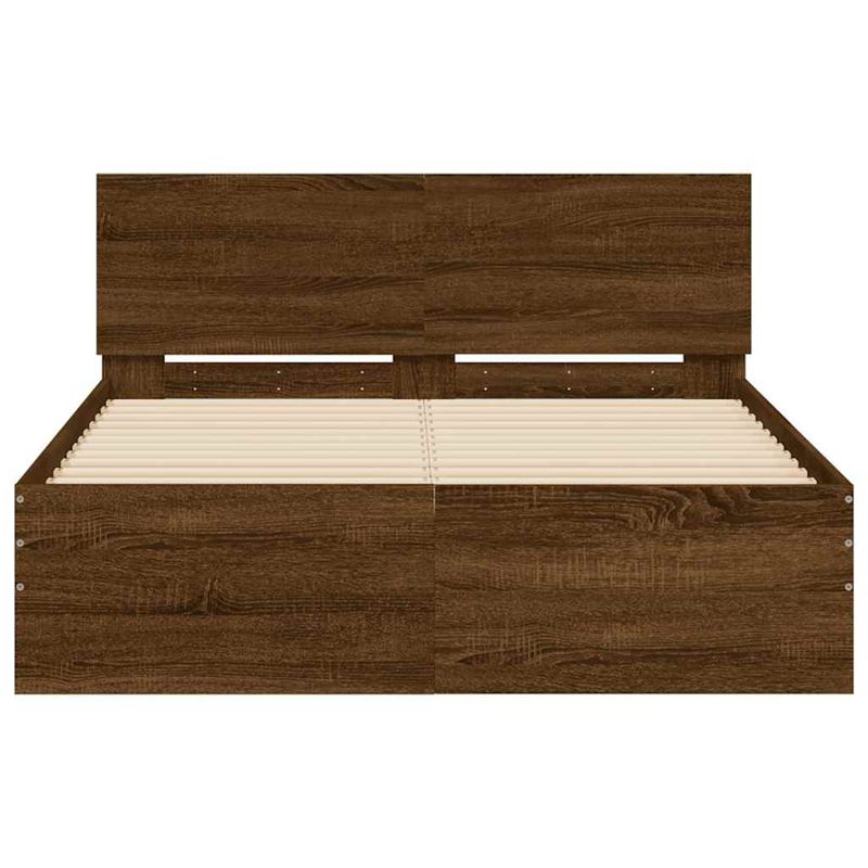Casa si Gradina - Mobilier - Paturi si accesorii - Paturi - Cadru de pat cu tablie si LED, stejar maro, 140x200 cm - Infinity.ro