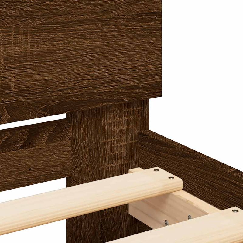 Casa si Gradina - Mobilier - Paturi si accesorii - Paturi - Cadru de pat cu tablie si LED, stejar maro, 140x200 cm - Infinity.ro