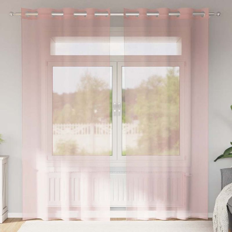 Casa si Gradina - Textile si covoare - Perdele si draperii - Perdele - Perdele Voile cu Oelii 2 buc Roz 140x225 cm - Infinity.ro