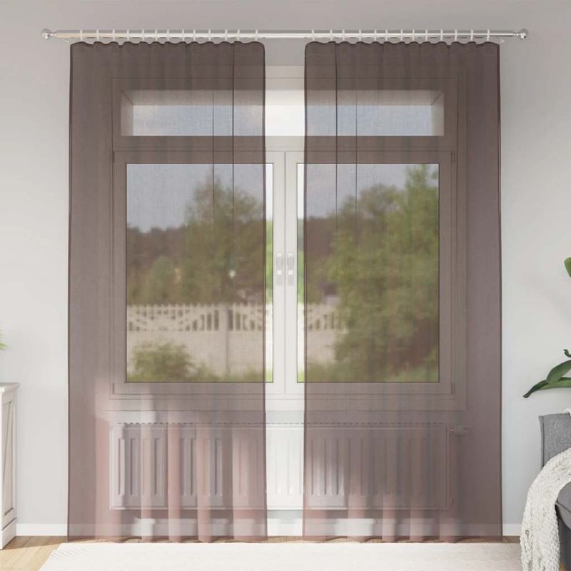 Casa si Gradina - Textile si covoare - Perdele si draperii - Perdele - Perdele Voile cu tabla 2 buc Maro, mărime 140x225 cm - Infinity.ro